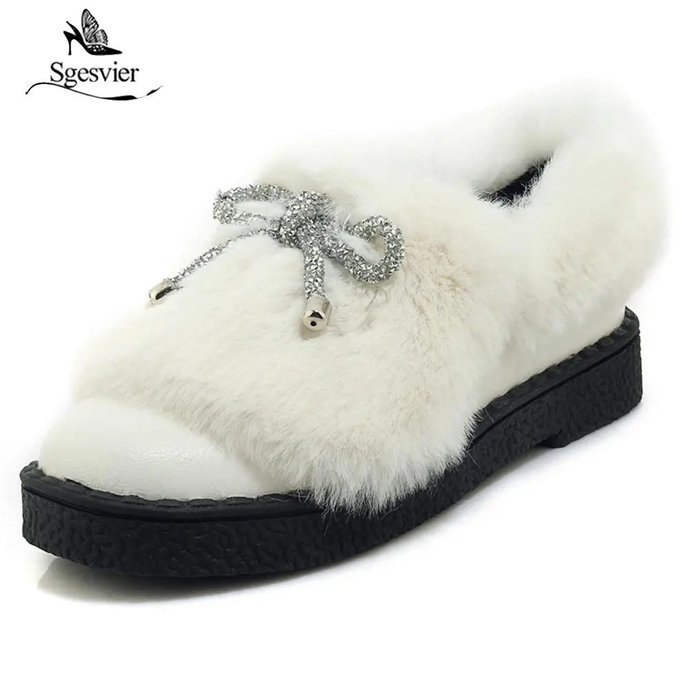 

Sgesvier snow boots 2018 big Size 30-45 platform winter boots woman shoes casual warm plush shoes woman bowtie ankle boots B748