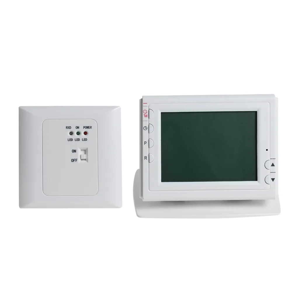 

Wireless Thermoregulator Temperature Controller Green LCD Screen Display Programmable for Gas Oil Heating Thermostat w Receiver