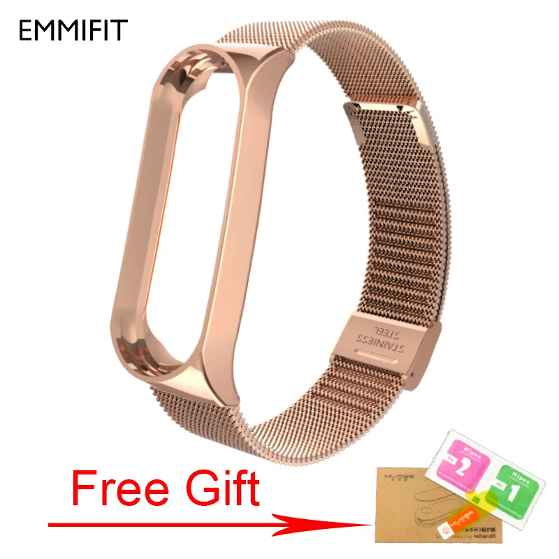 gold Add Gift Металлический ремешок для Xiaomi mi Band 3 Безвинтовой браслет из нержавеющей стали Сменные аксессуары для mi Band 3 ремешок - Цвет: gold Add Gift