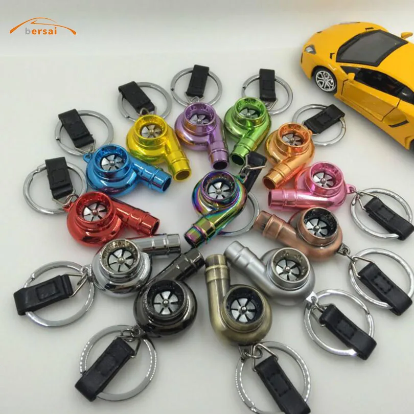 BERSAI 1pc Turbo Keychain Car Turbocharger Keyring Mini KeyRing