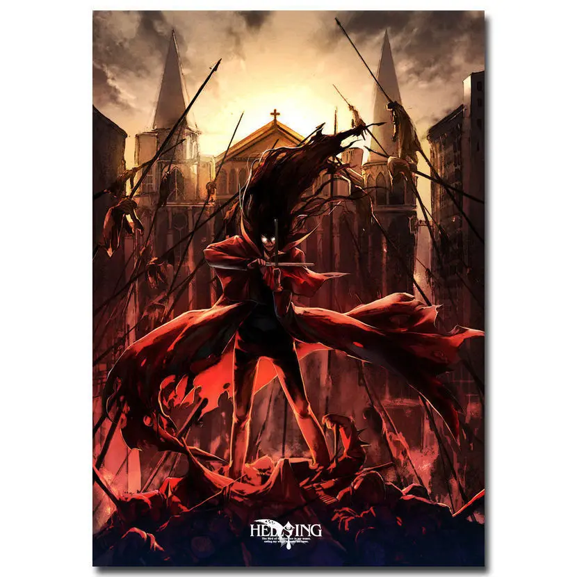 Hot New Game HELLSING Vampire Alucard-Silk Art Poster Wall Sicker Decoration Gift