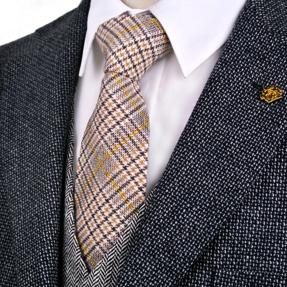 Neck Tie Checked Plaid Scottish Tartan Red Crimson Gray Grey Green Yellow Blue Mens for Men Suit Gift