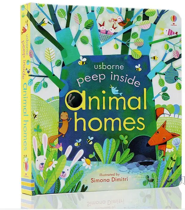 Usborne Peep Inside животные дома английский образовательный лоскут картины книги