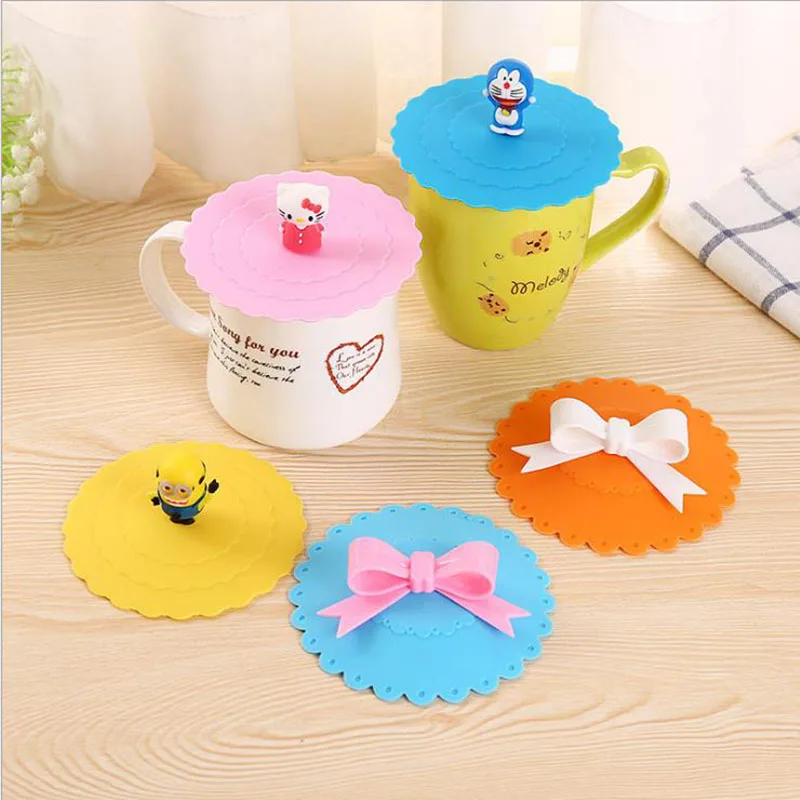 

Cartoon Cup Cover Silicone Leakproof Cup Lids Heat Resistant Reusable Sealed Cover Kitchen Accessories Tea Cup Suction Seal Cap