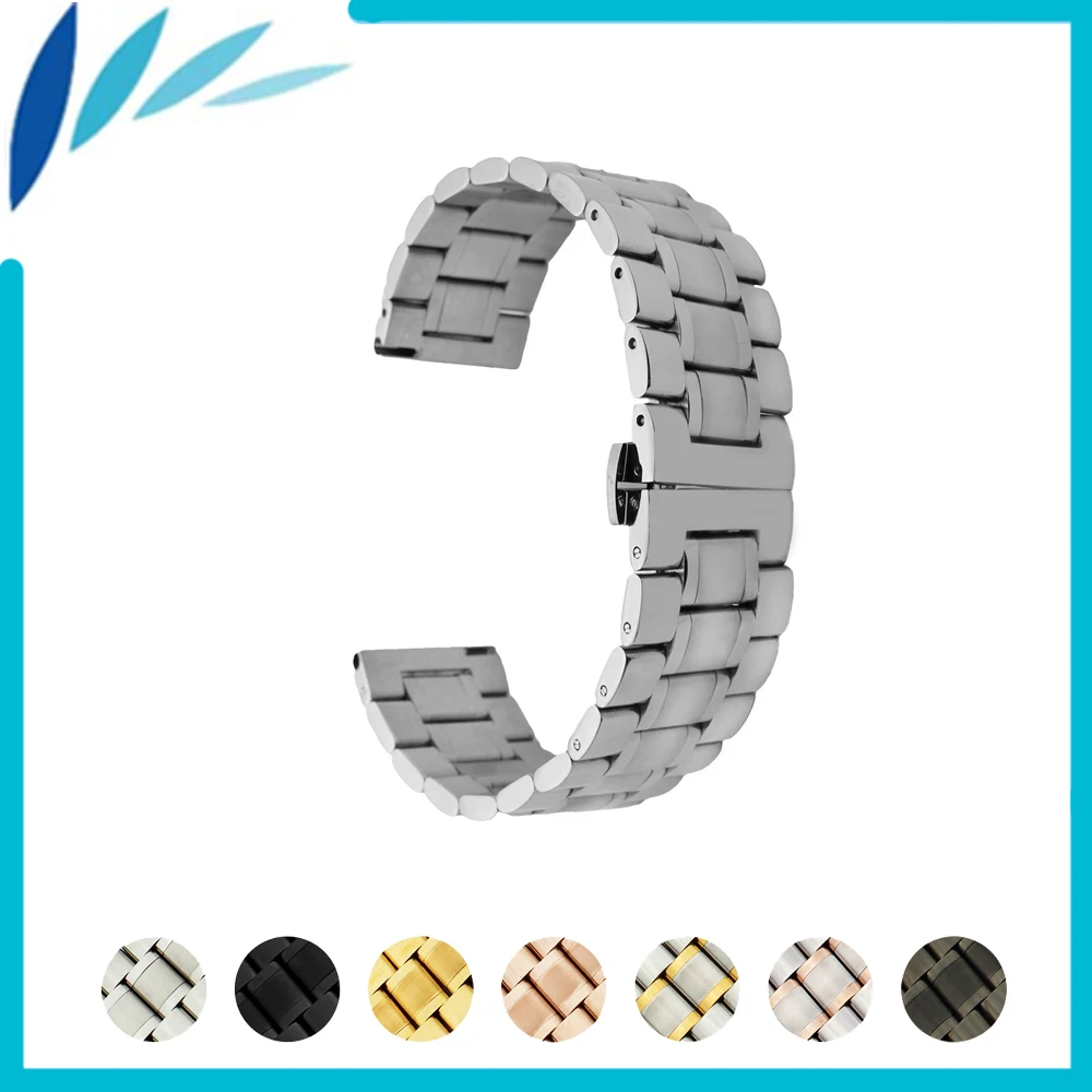 

Stainless Steel Watch Band 20mm 22mm for Seiko Butterfly Clasp Strap Wrist Loop Belt Bracelet Black Rose Gold Silver + Tool