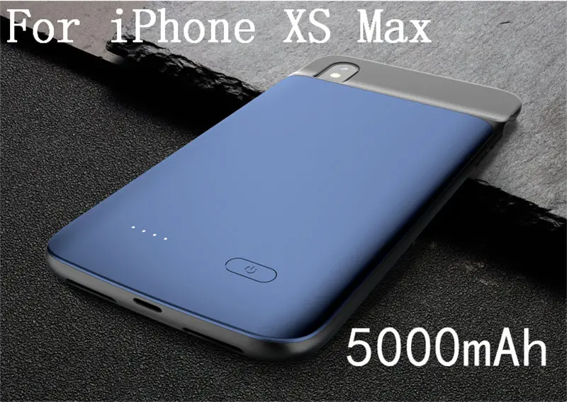 Для iPhone 6 6s 7 8 Plus чехол для зарядного устройства для iPhone X XS Max XR тонкий силиконовый резервный блок питания зарядное устройство задняя крышка аудио - Цвет: iXS Max-Blue