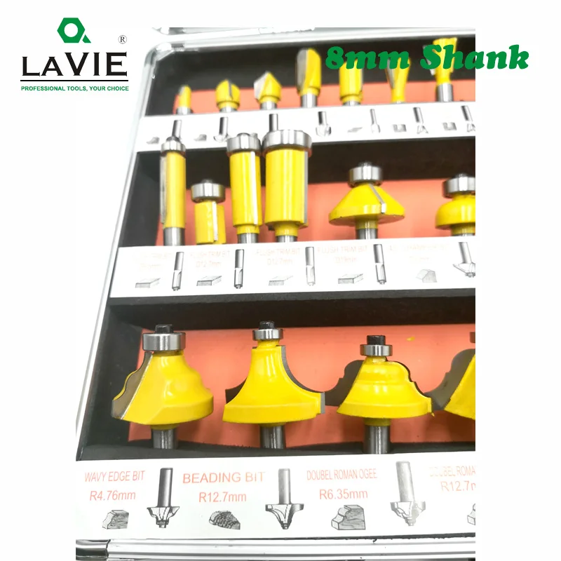 35PCS 8mm Shank Woodworking Router Bits Flush