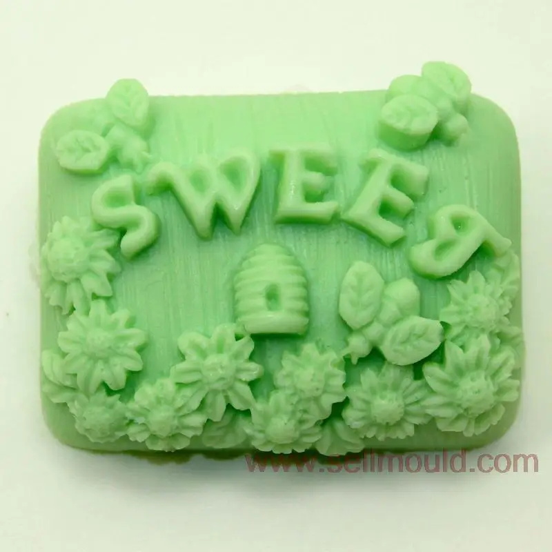 3D Insect Honey Bee Soap Molds Rectangle Food grade Silicone Soap Making Mold Flower Pattern