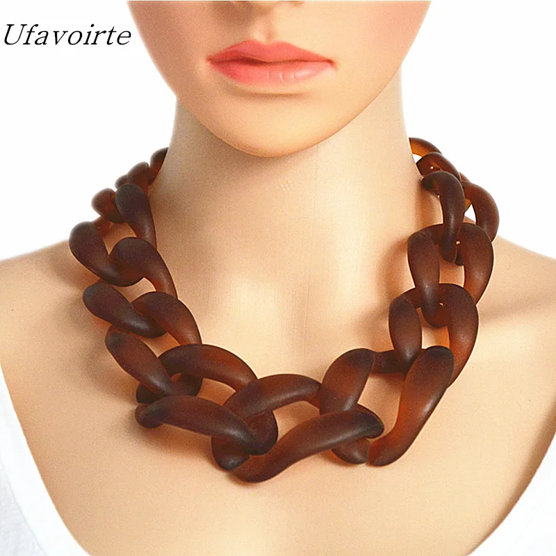 

New Jewelry Resin Necklace Plastic Chain Choker Necklaces Matte Color Necklace Fashion Women Jewelry