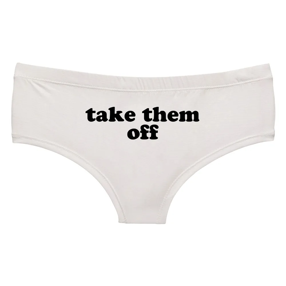 

LEIMOLIS TAKE THEM OFF white funny print sexy hot panties female kawaii Lovely underwear push up briefs women lingerie thongs
