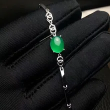 Верность естественно 8*10 мм зеленый халцедон браслет S925 серебро Простые Модные ювелирных украшений для женщин природных драгоценных камней