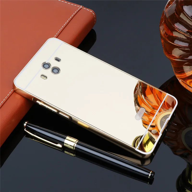 

Mirror PC Back Cover Cases For Huawei Mate 10 Anti-knock Protection Case Plating Aluminum Metal Frame