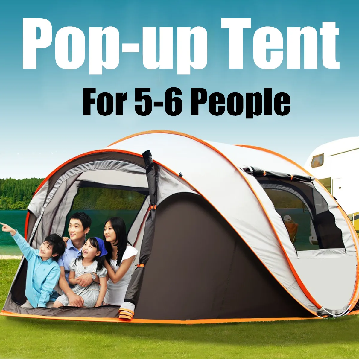

Outdoor Instant Auto openTent 5-6 Person Family Portable Waterproof Camping Tent Foldable Backpacking Fishing Accessories