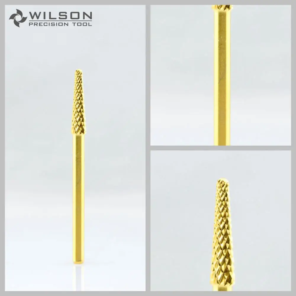 

2pcs - Small Cone - Medium - Gold - WILSON Carbide Nail Drill Bits Electric Manicure Drill & Accessory