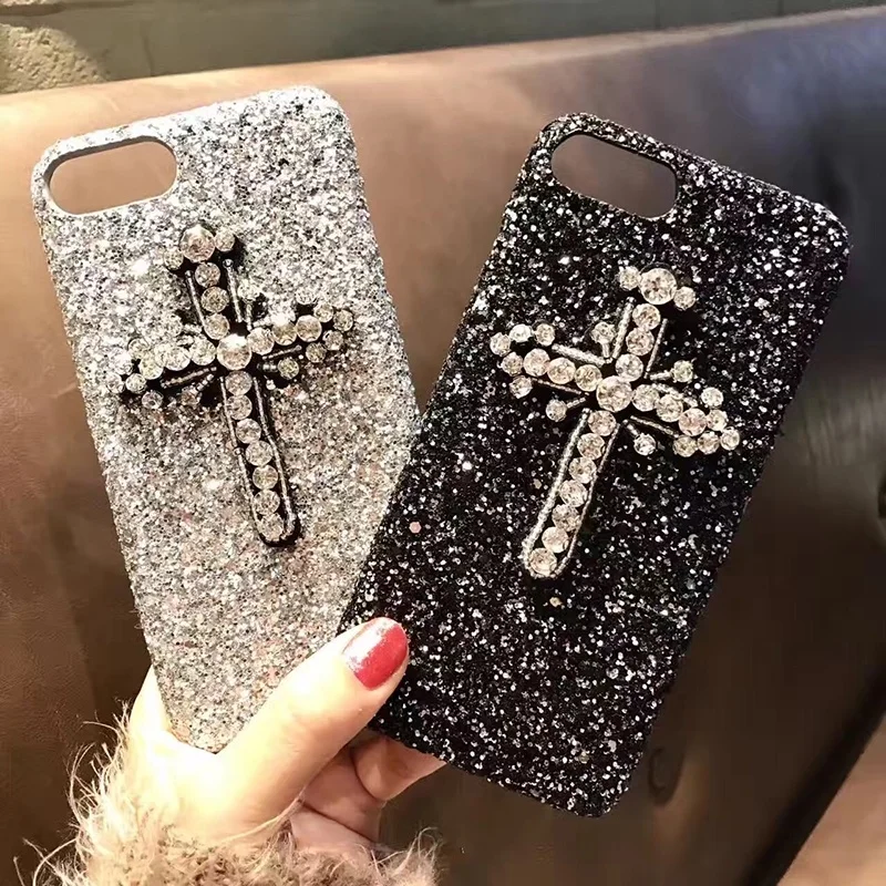 Phone Case Luxury Fashion Bling Glitter Diamond Cross Ultra Thin Anti-knock Protective Cover for 6 6S Plus 7 |