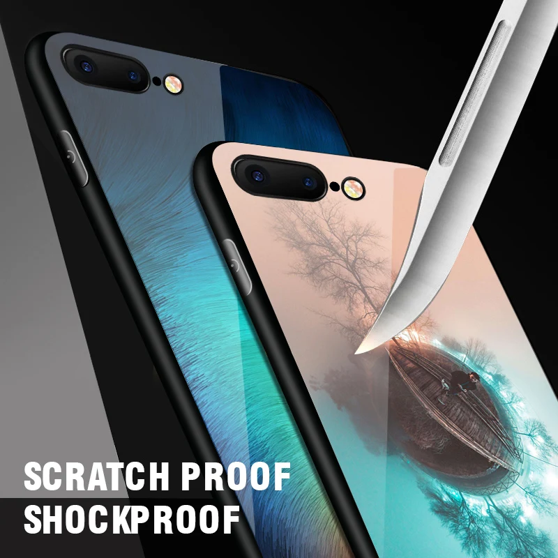 Телефонные чехлы IIOZO из закаленного стекла для iPhone 7 8 plus чехол с естественным