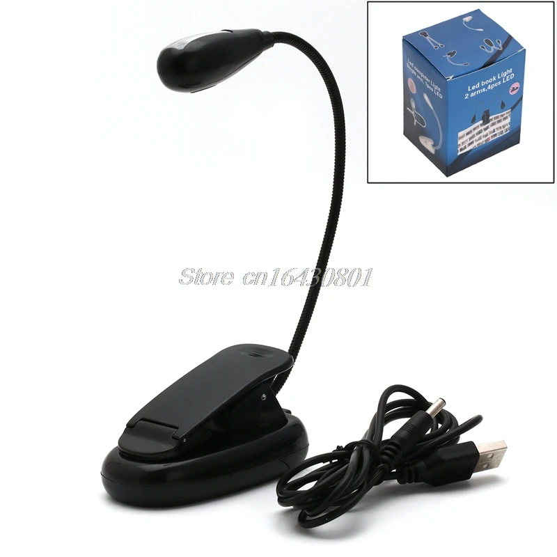 

1PC USB Charging One Arm Reading Torch 2 LED Lamp Book Reading Tablet Laptop Flexible Book Lights S18 Drop ship