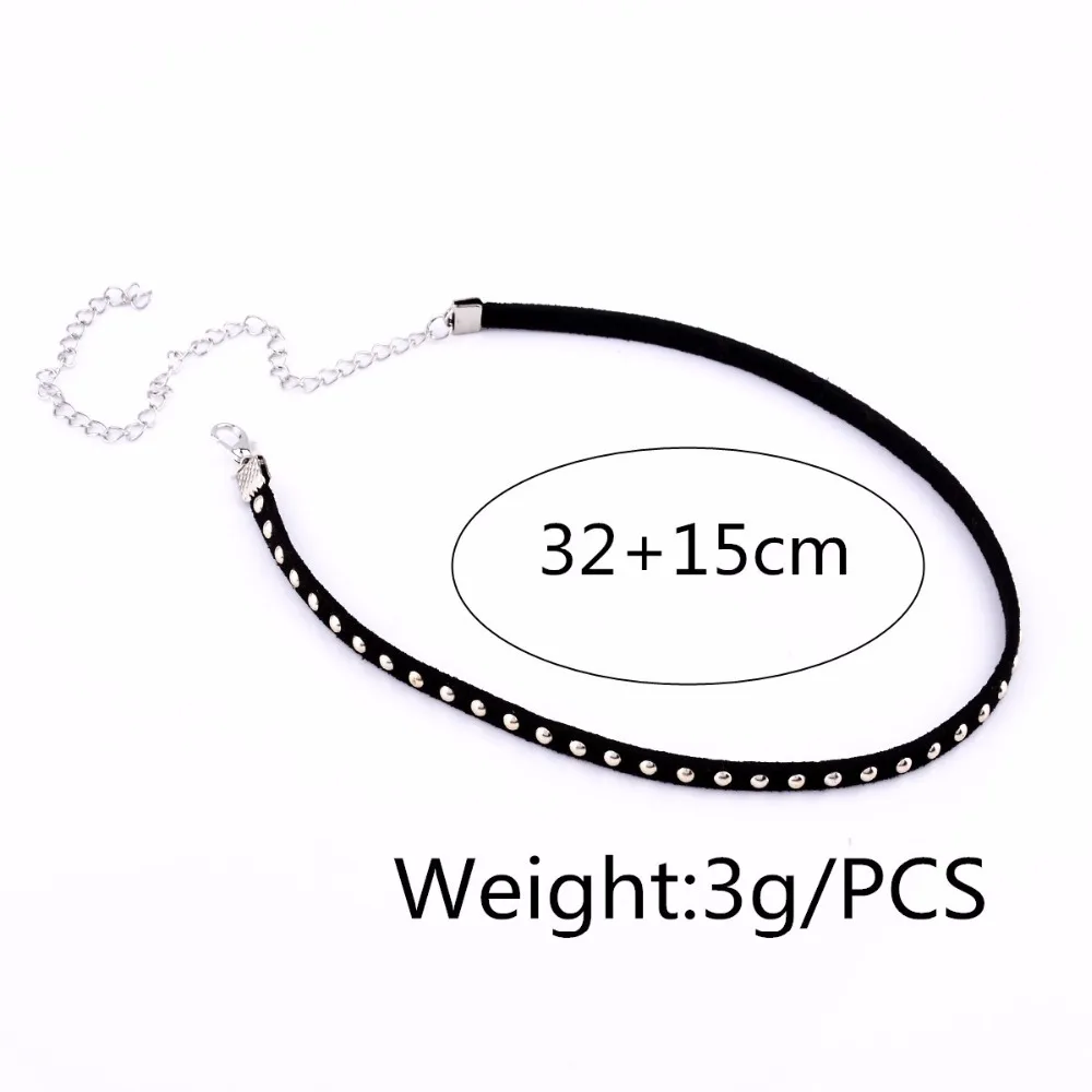 Trendy Women Velvet Choker Necklace Fashion women Puck black leather hot mails silver necklaces False collar Gothic Costume Jewelry-2 (2)