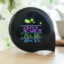 Wireless Comma Weather Station Color LED Indoor Outdoor Home Electronic Thermometer Hygrometer Smart Weather Calendar Clock