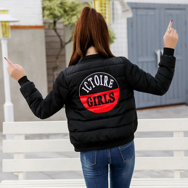 Park Women's Spring Coat Female Winter Short Down Jackets Soft Baseball Uniform Thin Print Parka Women Long Sleeve Short Coats