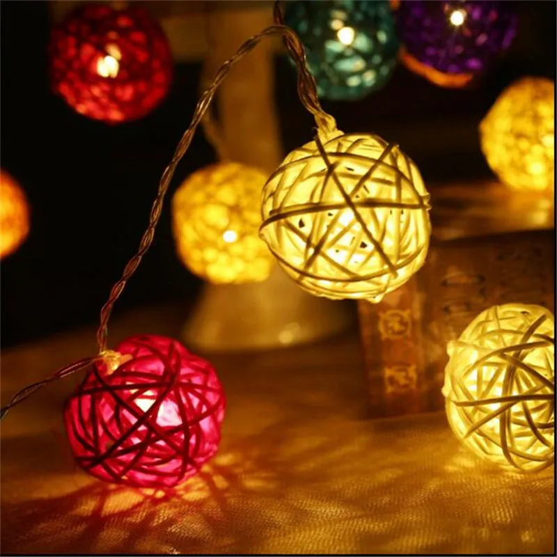 Супер 3M20 СВЕТОДИОДНЫЙ многоцветный ротанга мяч свет строка дома сад Фея лампа Свадебная вечеринка Рождество Декор