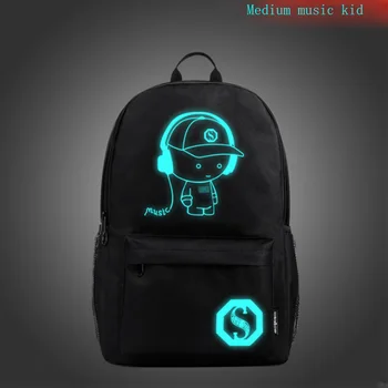 

Music Kid Computer Bag Middle School Student Bag Men's Luminous Outdoor Backpack Korean Casual Backpack