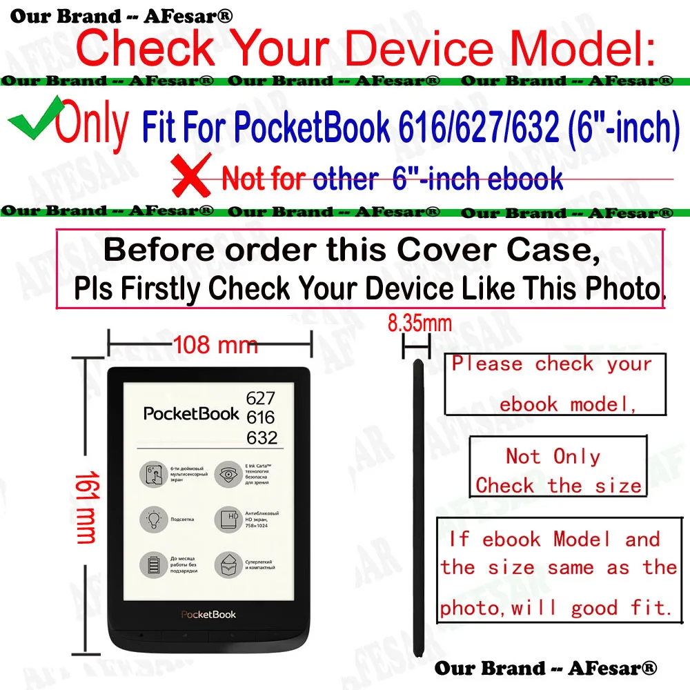 Flip pu leather Cover Case Pocketbook 616/627/632 Ereader drop resistance shell magnet auto sleep protective film ereader case,ereader cover