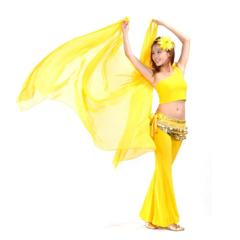 

2017 New High Quality Women Belly Dancing Accessories Chiffon Yarn Scarf 2.5*1.2m Solid Colour Belly Dance Veils Stage Wear Hot