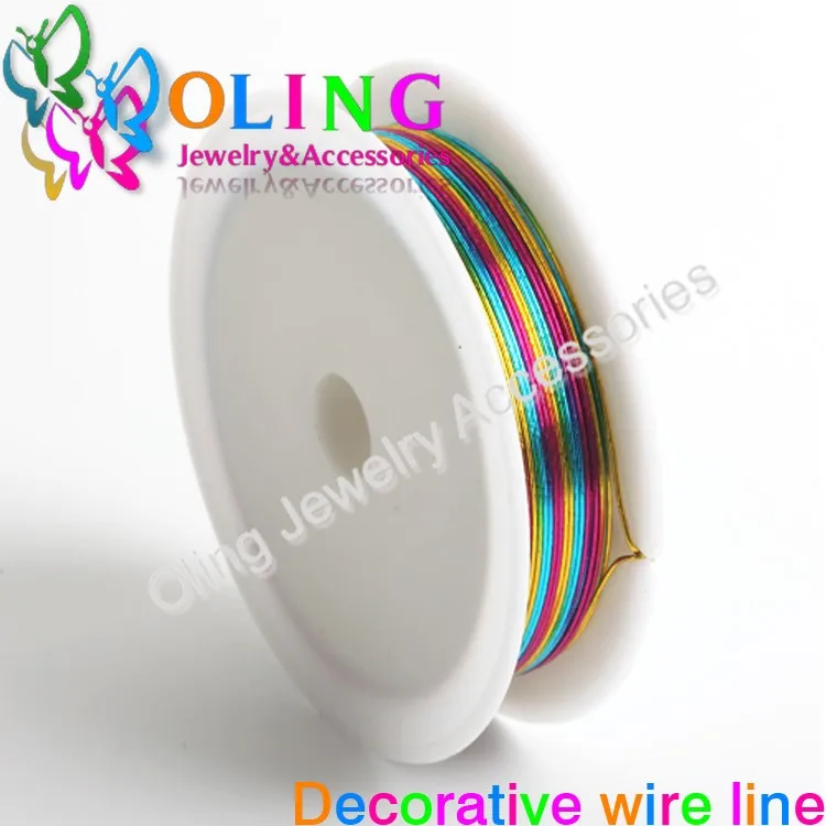OlingArt 0.4MM 12M/Roll Wire Line Mixed Multicolor Plated Beaded Crafts DIY Choker Bracelet Necklace Jewelry Making OlingArt 0.4MM 12M/Roll Wire Line Mixed Multicolor Plated Beaded Crafts DIY Choker Bracelet Necklace Jewelry Making