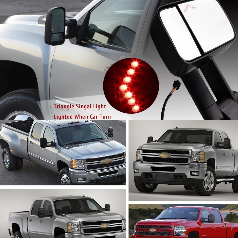 Пара Мощность светодиодный сигнал буксировки зеркала подходят для 2007-2013 Chevy Silverado 1500/2500/2500HD
