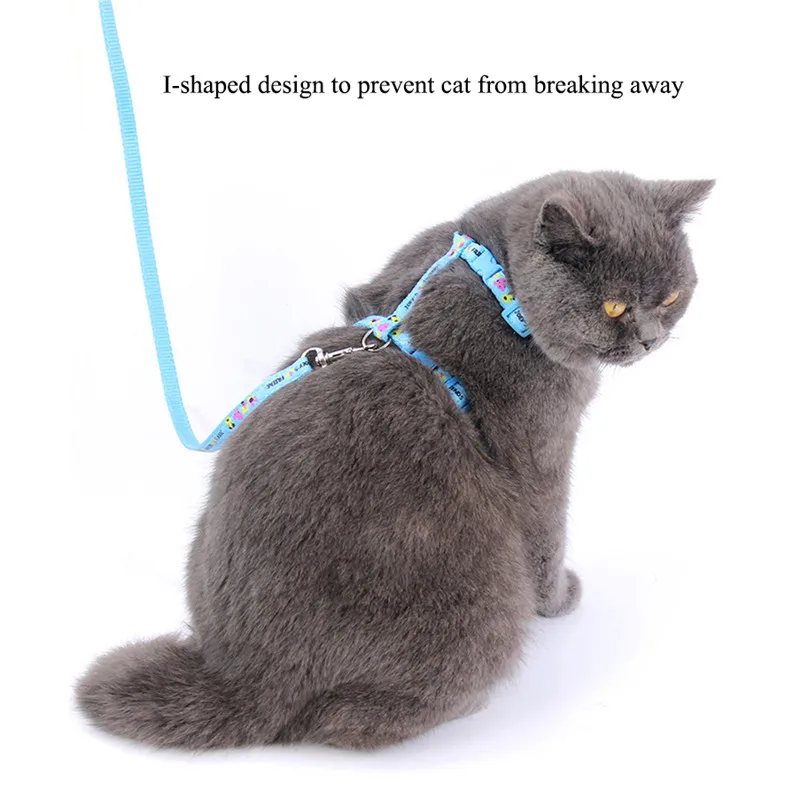 

Cat cotton Chest Strap Leashes Printing Cat Traction for Walking the Cat Adjustable Harness Mesh Vest Soft Comfort Harness