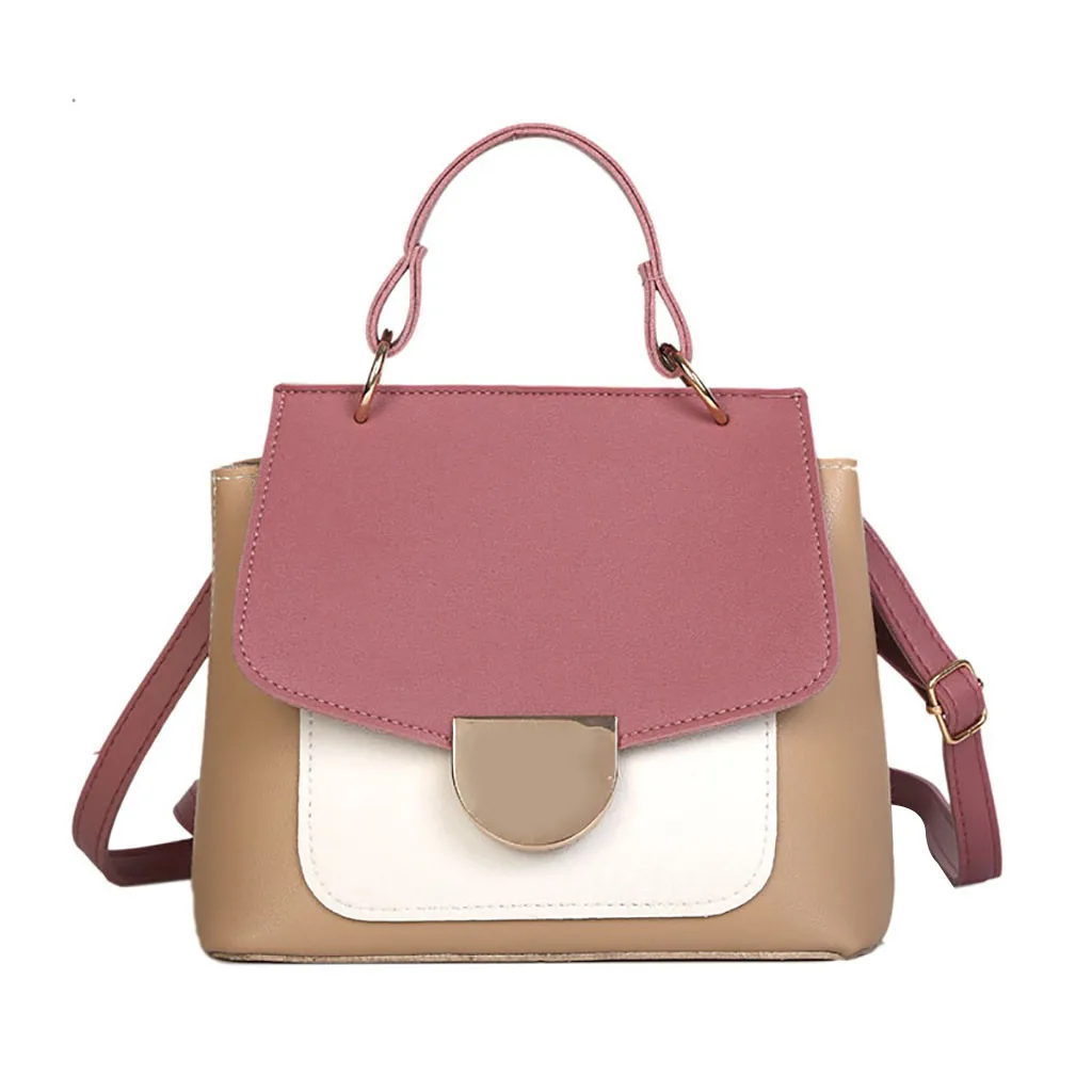 

Women Contrast Handbag Shoulder Bag Versatile Messenger Bag Women 2019 PU Leather Shoulder Bags bolso mujer #S