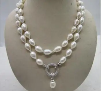 

HOT 11-13 MM NATURAL SOUTH BAROQUE WHITE PEARL NECKLACE 36" BEAUTIFUL CLASP