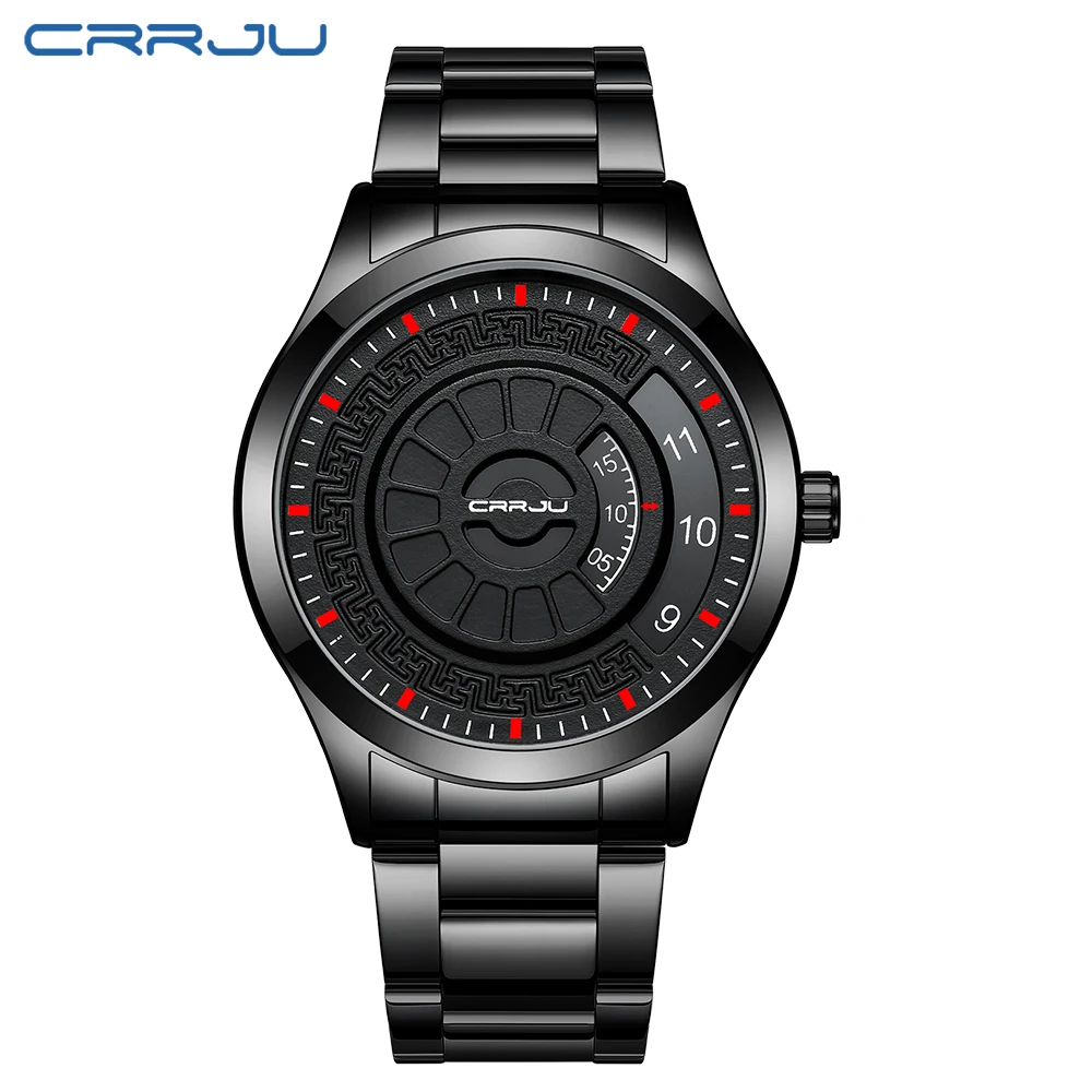CRRJU модные мужские часы Топ люксовый бренд Уникальный стиль часы Мужские кварцевые часы водонепроницаемые большой циферблат спортивные часы Ретро Relogio