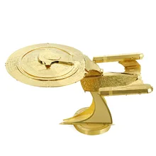 Gold 1701d enterprise model laser cutting 3D puzzle DIY metalic spacecraft jigsaw Lost In Space model