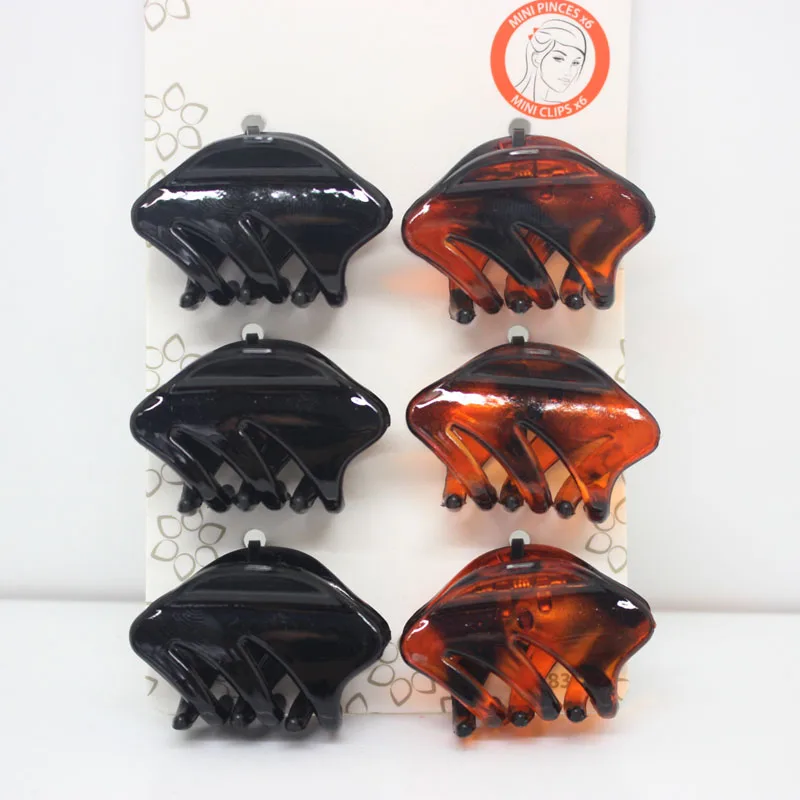 

6 Pcs/ set Black and Tortoiseshell color plastic hair claw clips 3.5cm plastic hair clip headwear girl's hair accessories