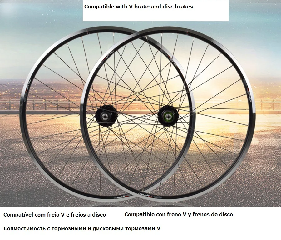 

Sales 1 Pair MTB Wheels 26 "Mountain Bike Wheel Compatible with V Brakes and Disc Brakes Bicycle Accessories