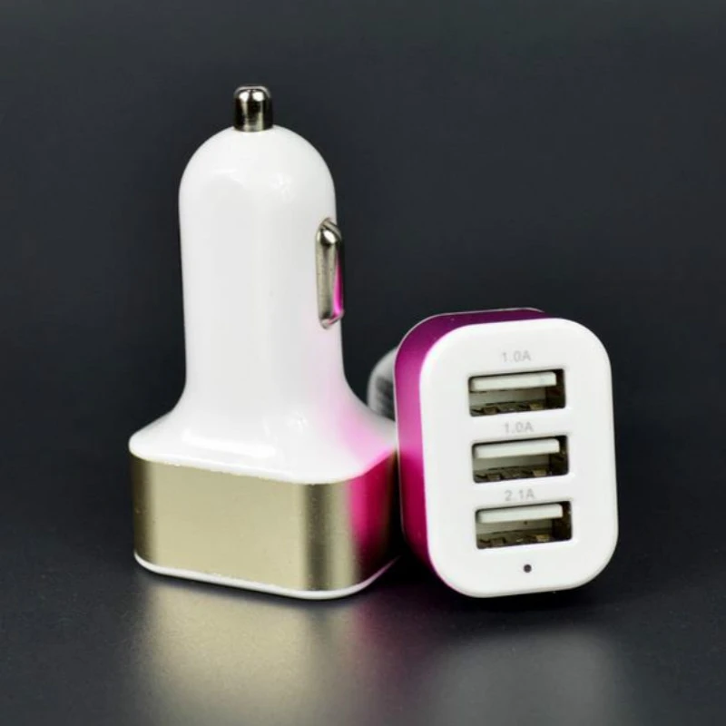 

Triple Universal USB Car Charger 3 Port Car-charger Adapter Socket 2A 2.1A 1A Car Styling USB Charger
