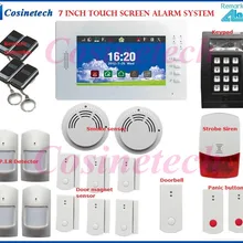 Индивидуальный комплект сигнализации 7 дюймов сенсорный экран 868 МГц FSK умный дом Безопасность GSM сигнализация поддерживаемая ip-камера и управление прибором