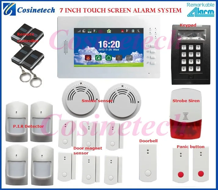 Персонализированные сигнализация комплект 7 дюймов сенсорный экран 868 МГЦ ФСК Умный дом безопасность GSM сигнализация поддерживаемые