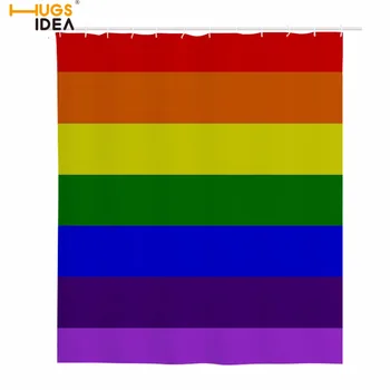 

HUGSIDEA Rainbow Printed Shower Curtain Waterproof Polyester Fabric Bath Curtain for Bathroom Curtain Decor with 12 Hooks
