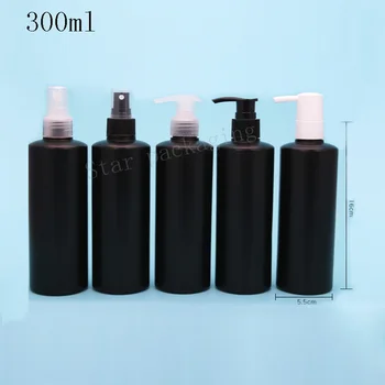 

20X300ML Shampoo Plastic Black Bottle for Women PE Makeup Storage Cosmetic Bottles Toner Essential Oil Package Lotion Containers
