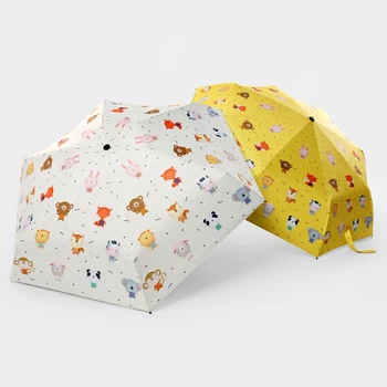 

Sunny rainy umbrella ultra light small anti-ultraviolet female 5 folding umbrella double-purpose mini umbrellas animal printing