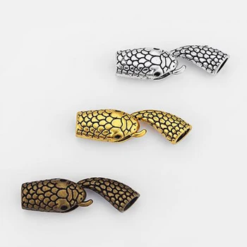 

5Sets Antique Silver Color Snake Head Tail Hook Clasp fit 6mm Round Leather Cord DIY Bracelet Jewelry Making Findings Material