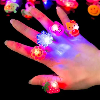 

5pcs Luminous rings glow in the dark new children's toys flash gifts LED cartoon lights toys for childs kids playing in night