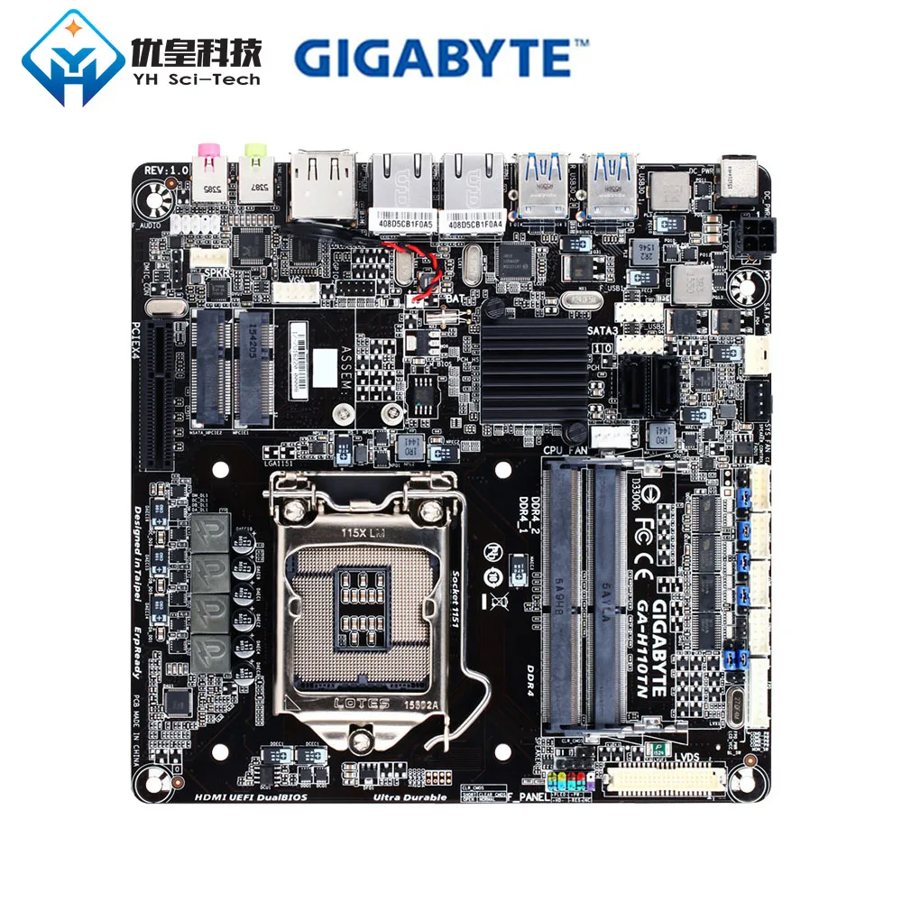 Оригинальная б/у настольная Материнская плата Gigabyte H110TN H110 LGA 1151 Core i7/i5/i3/Pentium/Celeron DDR4 32G SATA3 Mini-ITX Оригинальная б/у настольная Материнская плата Gigabyte H110TN H110 LGA 1151 Core i7/i5/i3/Pentium/Celeron DDR4 32G SATA3 Mini-ITX