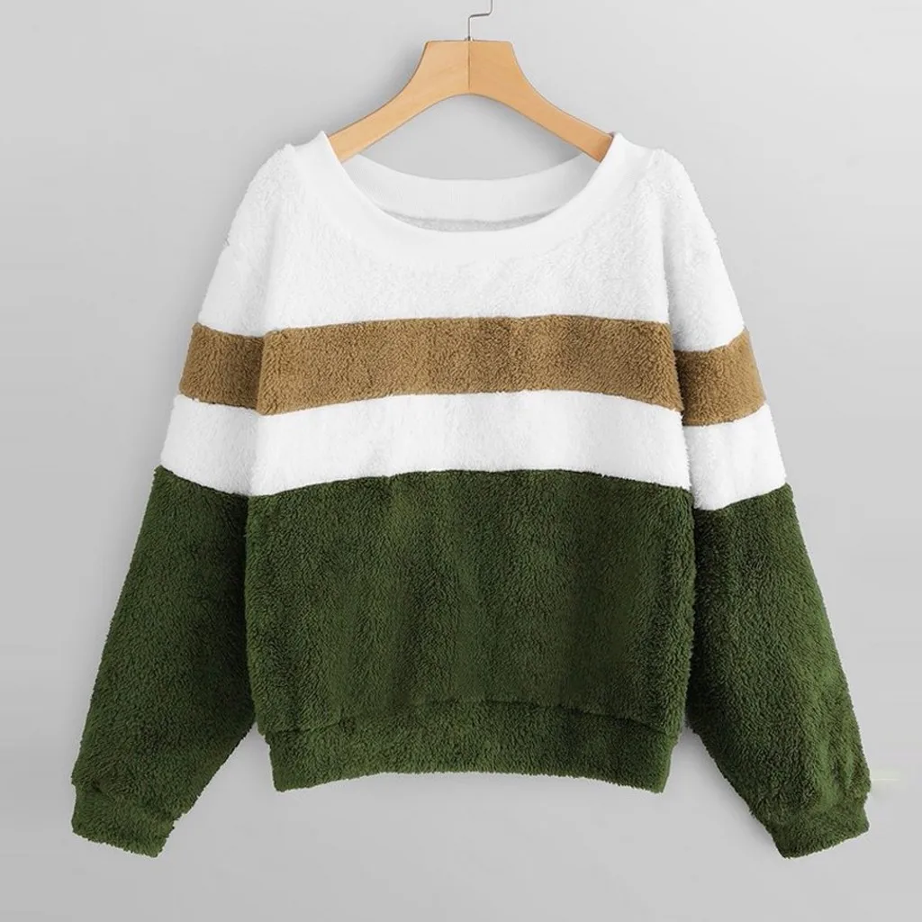 

youyedian Teddy Hooded Hoodies Womens streetwear Women Casual Stitching Contrast Color hoodie Sports Lamb Plush Sweatshirt #3