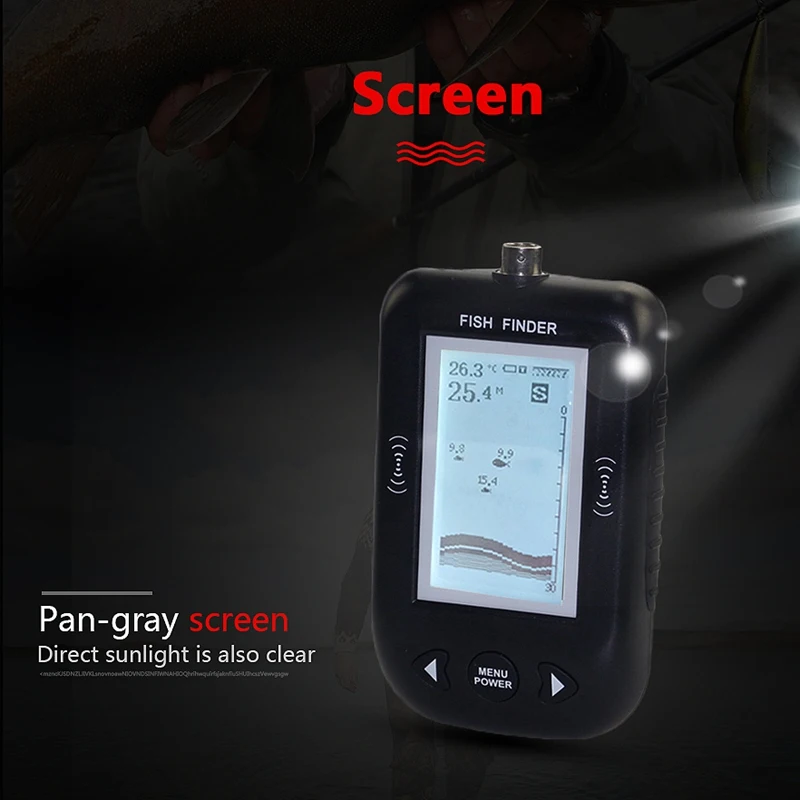  Xf02 45 Degrees Portable Wired Sonar Sounder Fish Finder Depth 100M Echo Sounder For Fishing In Rus