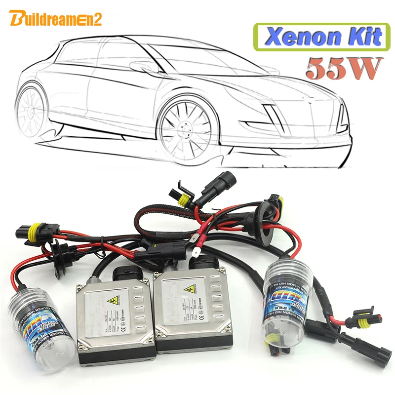 

Buildreamen2 9006 HB4 55W Xenon Bulb Ballast HID KIT DC 12V Car Headlight DRL Fog Light 4300K-15000K