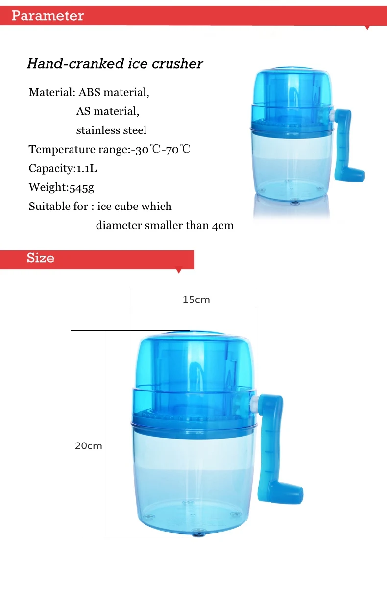 JIQI 1.1L ручной Измельчитель льда бритва Slushies Maker Мини Ручной мельница для льда